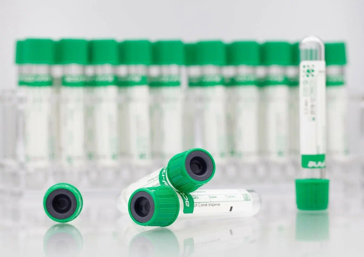 Пробирка вакуумная для взятия венозной крови с антикоагулянтом литий гепарин 13х75мм, 2мл, зеленая крышка (100 шт)